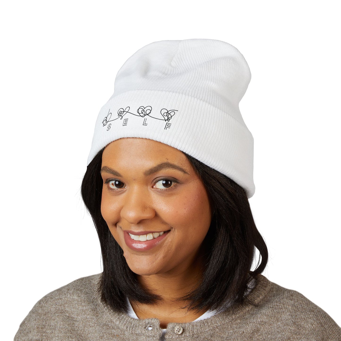 BTS Inspired Embroidered Beanie | "SELF" Butterfly Stitch Hat | ARMY K-pop Merch | Unisex Slouchy Winter Cap
