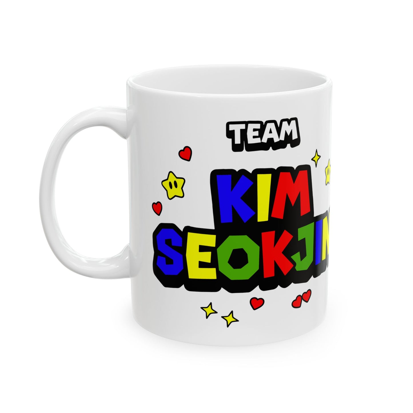 Team Jin Star Power Mug | Gamer-Inspired Fan Gift | Cute K-pop Coffee Cup | Bright Collectible Drinkware