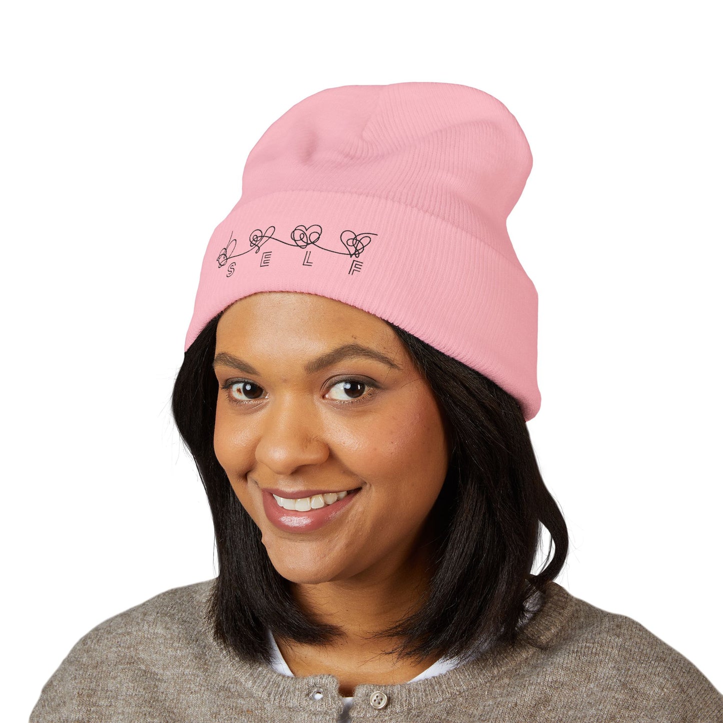 BTS Inspired Embroidered Beanie | "SELF" Butterfly Stitch Hat | ARMY K-pop Merch | Unisex Slouchy Winter Cap