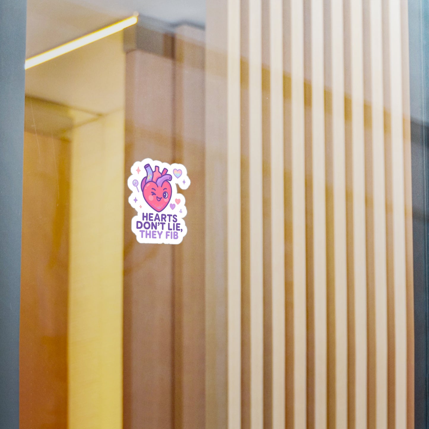 Hearts Dont Lie They Fib, Cute Kawaii Cardiology Nurse Sticker