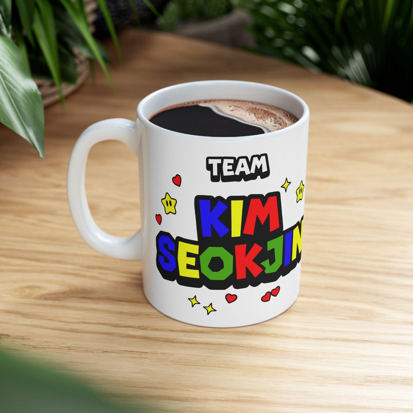 Team Jin Star Power Mug | Gamer-Inspired Fan Gift | Cute K-pop Coffee Cup | Bright Collectible Drinkware