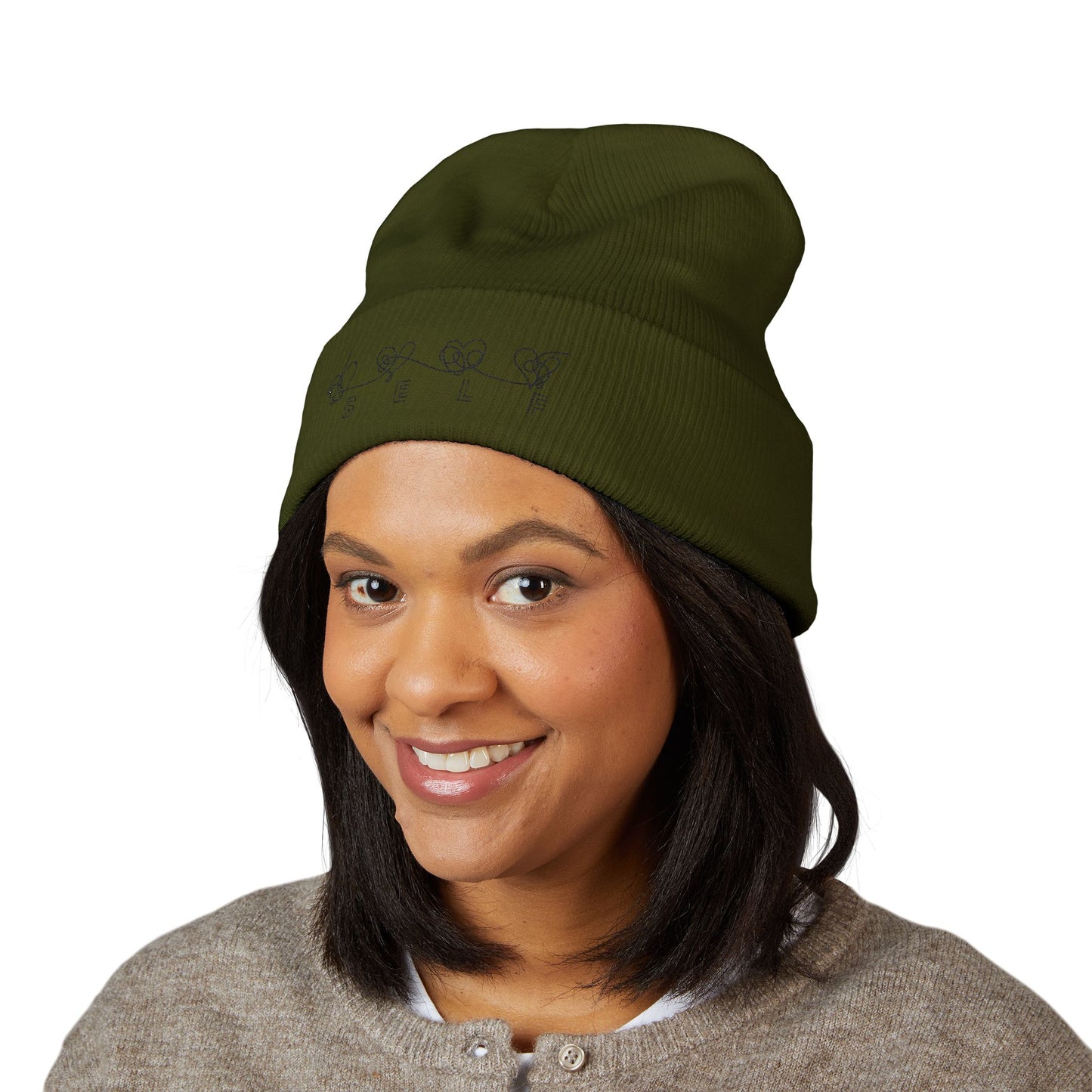 BTS Inspired Embroidered Beanie | "SELF" Butterfly Stitch Hat | ARMY K-pop Merch | Unisex Slouchy Winter Cap