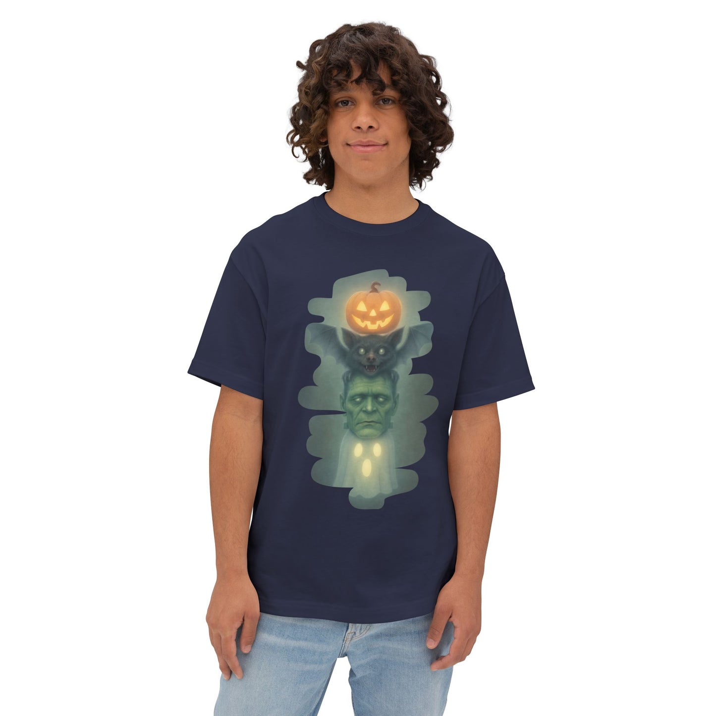 Spooky Halloween Boxy Tee, Unisex Graphic T-Shirt, Oversized Casual Shirt, Halloween Costume Top, Fun Monster Tee