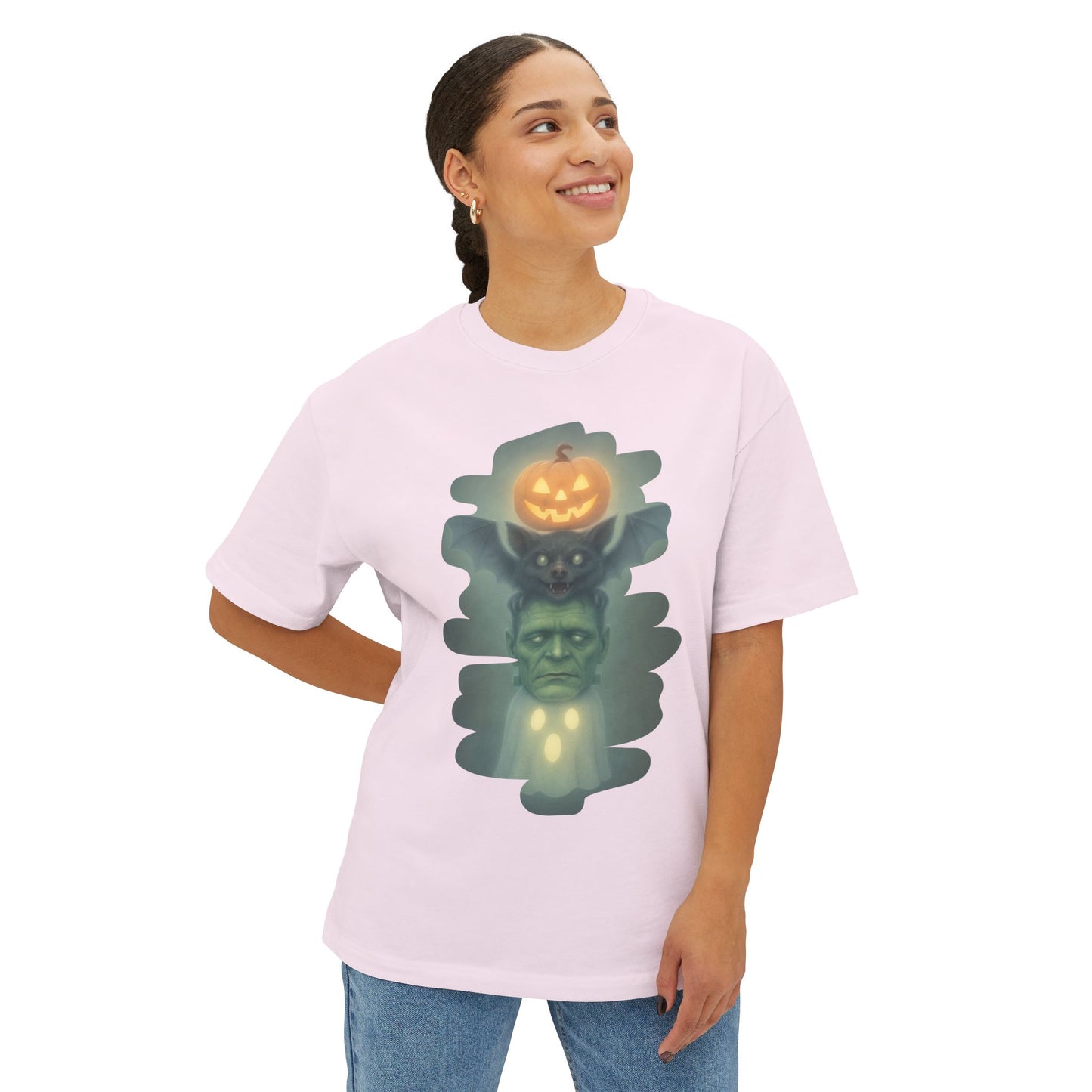 Spooky Halloween Boxy Tee, Unisex Graphic T-Shirt, Oversized Casual Shirt, Halloween Costume Top, Fun Monster Tee