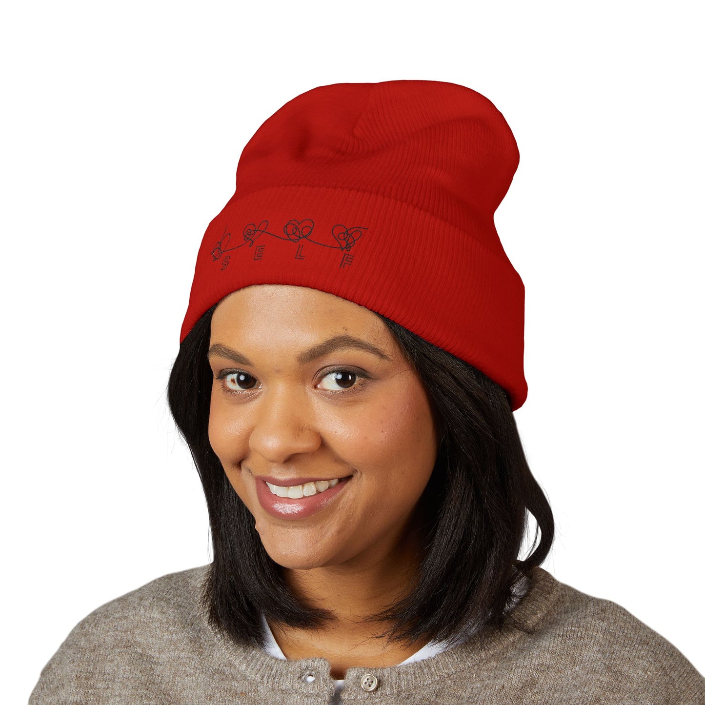 BTS Inspired Embroidered Beanie | "SELF" Butterfly Stitch Hat | ARMY K-pop Merch | Unisex Slouchy Winter Cap