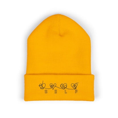 BTS Inspired Embroidered Beanie | "SELF" Butterfly Stitch Hat | ARMY K-pop Merch | Unisex Slouchy Winter Cap