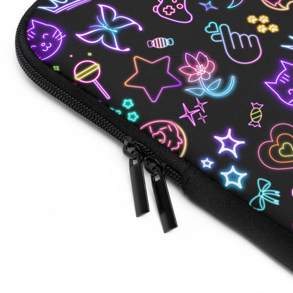 Neon Fun Laptop Sleeve, Cute Aesthetic Laptop Case, Gamer Sleeve, Unique Tech Accessory, Gift for Students, Vibrant Design,