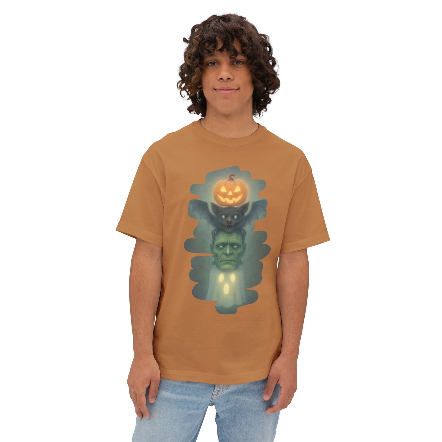 Spooky Halloween Boxy Tee, Unisex Graphic T-Shirt, Oversized Casual Shirt, Halloween Costume Top, Fun Monster Tee