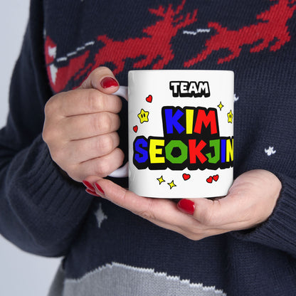 Team Jin Star Power Mug | Gamer-Inspired Fan Gift | Cute K-pop Coffee Cup | Bright Collectible Drinkware