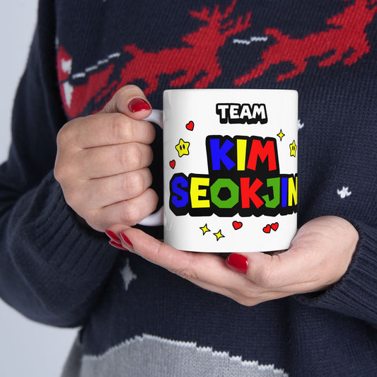 Team Jin Star Power Mug | Gamer-Inspired Fan Gift | Cute K-pop Coffee Cup | Bright Collectible Drinkware