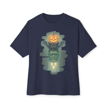 Spooky Halloween Boxy Tee, Unisex Graphic T-Shirt, Oversized Casual Shirt, Halloween Costume Top, Fun Monster Tee