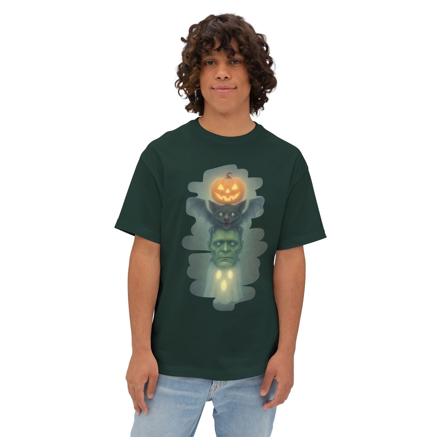 Spooky Halloween Boxy Tee, Unisex Graphic T-Shirt, Oversized Casual Shirt, Halloween Costume Top, Fun Monster Tee
