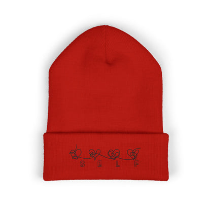 BTS Inspired Embroidered Beanie | "SELF" Butterfly Stitch Hat | ARMY K-pop Merch | Unisex Slouchy Winter Cap