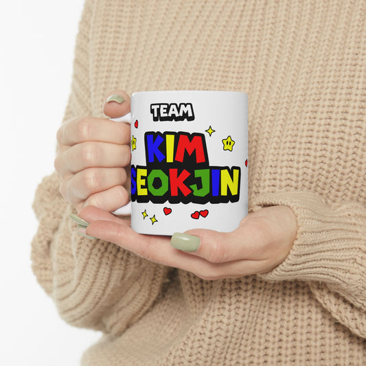 Team Jin Star Power Mug | Gamer-Inspired Fan Gift | Cute K-pop Coffee Cup | Bright Collectible Drinkware
