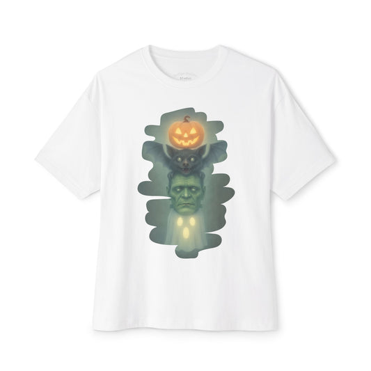 Spooky Halloween Boxy Tee, Unisex Graphic T-Shirt, Oversized Casual Shirt, Halloween Costume Top, Fun Monster Tee