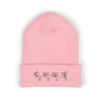 BTS Inspired Embroidered Beanie | "SELF" Butterfly Stitch Hat | ARMY K-pop Merch | Unisex Slouchy Winter Cap